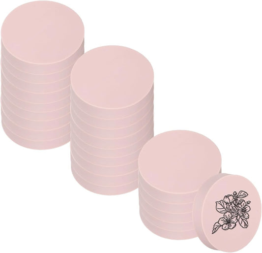 PATIKIL 24Pcs 2" Rubber Carving Blocks, Soft Linoleum Art Carving Block Round Crafts Stamp Making for Printmaking Stamps Carving Supplies, Pink