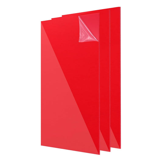 uxcell 3Pcs Acrylic Sheets 12x8 Inch Acrylic Panel 1/8 Inch-3mm Plastic Board for Picture Frames Sign Holders DIY Display Projects Craft, Clear Red