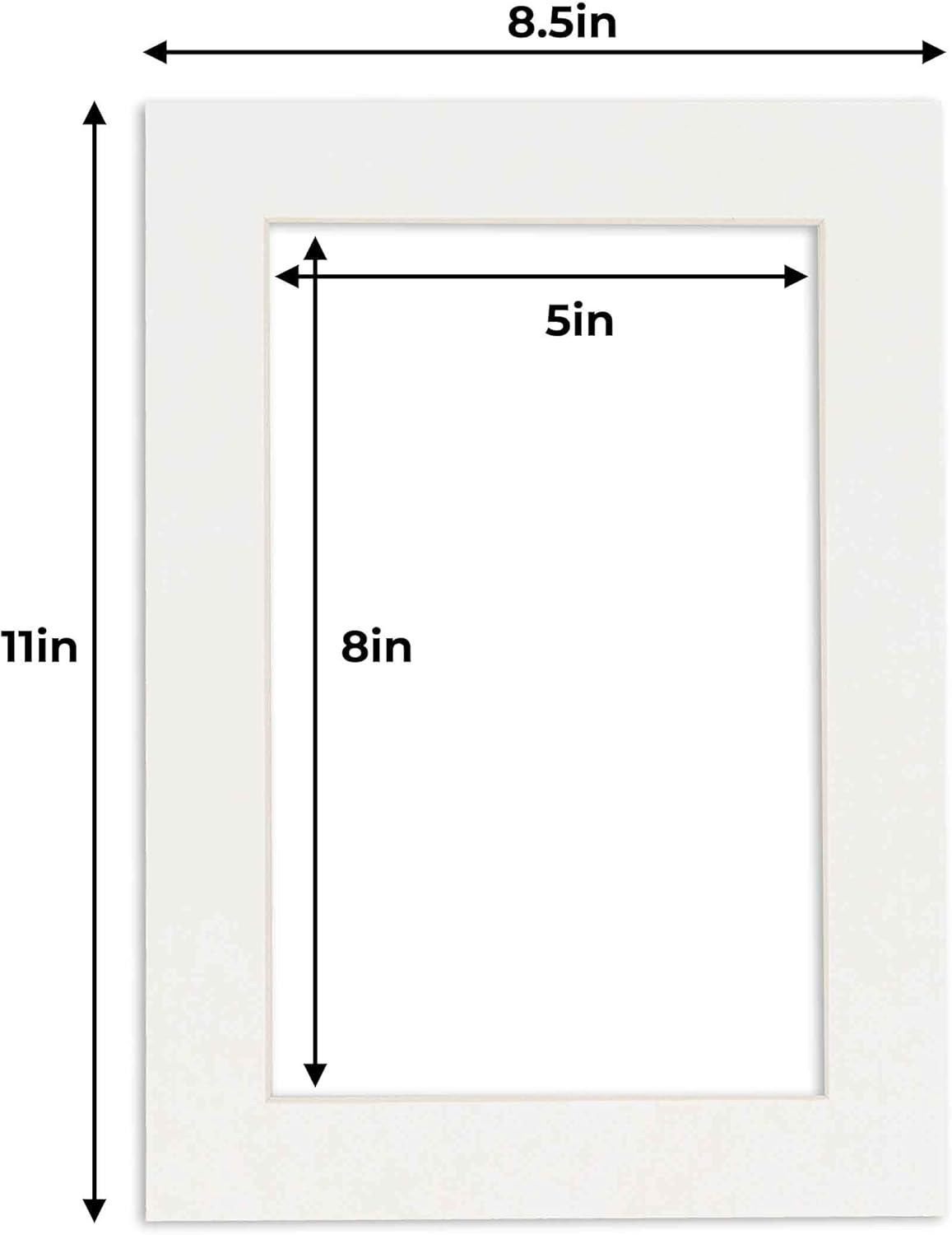 5.5x8.5 Mat for 8.5x11 Frame - Precut Mat Board Acid-Free Show Kit with Backing Board, and Clear Bags Textured White 5.5x8.5 Photo Matte For a 8.5x11 Picture Frame Matboard for Framing, Pack of 1 Mat