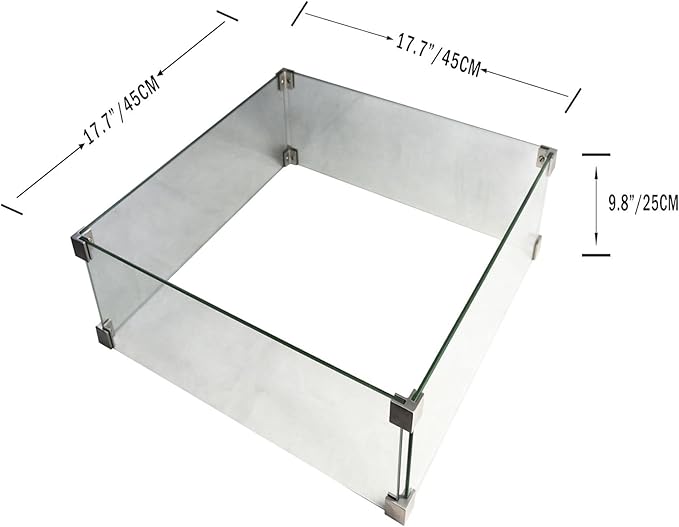 All Fire Table Pit Wind Screens and Stainless Steel Buner Lid from ELEMENTI | ELEMENTI Plus and MODENO (Wind Screens, Square 17.7" WS - 003A)