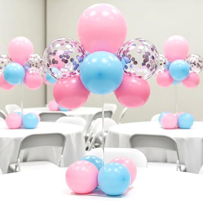 lightsfever Reusable Acrylic Balloon Stand Kit – Heavy Duty Tabletop Display with Sticks and Base, Ballon Stands for Centerpieces, Centerpiece Table Decorations for Parties (6 Pack 16 inch)