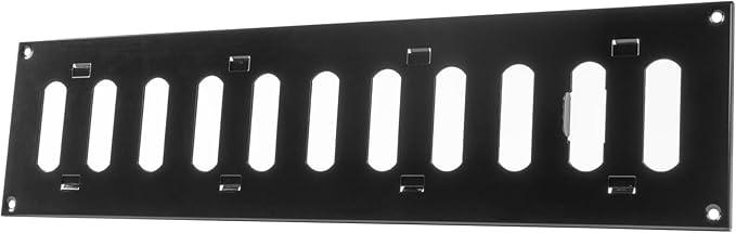 Vent Systems 16'' x 4'' Inch (Overall) Black Metal Air Vent Cover - Louvered Rectangular Return Grill with Built-in Protective Mesh Screen - HVAC Ventilation Grille for Kitchen, Bathroom, Home, Garage