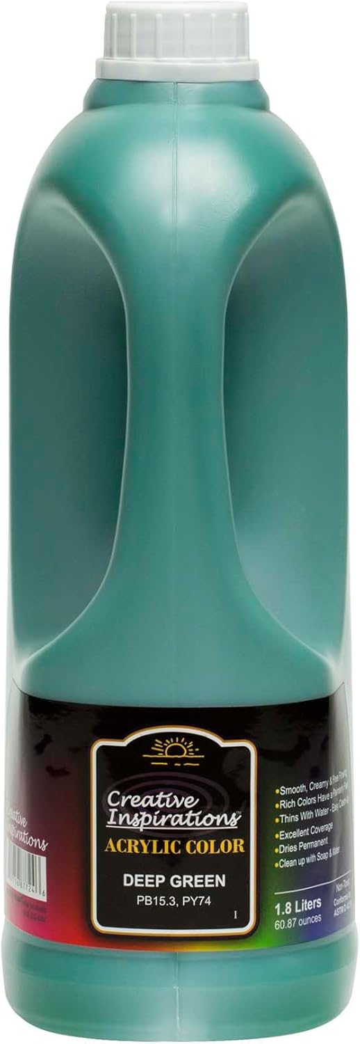 Creative Inspirations Acrylic Paint - Deep Green - 1.8 Liter - Smooth & Creamy Consistency, Vibrant Pigmentation, Great Coverage for Artists - Clean Up with Soap & Water