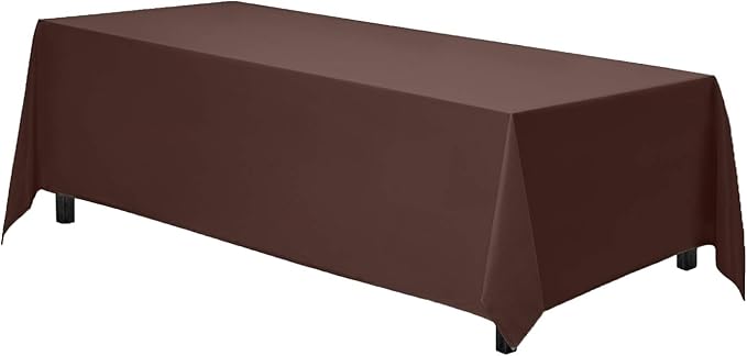 Gee Di Moda Rectangle Tablecloth - 90 x 132 Inch Chocolate Table Cloth for 6 Foot Tables with Floor-Length Drop - Heavy Duty Washable Fabric for Holiday Party, Dinner, Weddings & Baby Shower