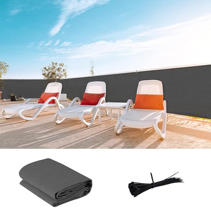 LOVE STORY Custom Size 3'x13' Dark Grey Balcony Privacy Screen,UV Block Privacy Fence Screen,90% Shield for Outdoor Pool Garden Apartment Railing
