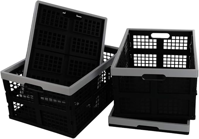 34-Liter Collapsible Storage Crates/Stackable Storage Container Basket, Set of 4