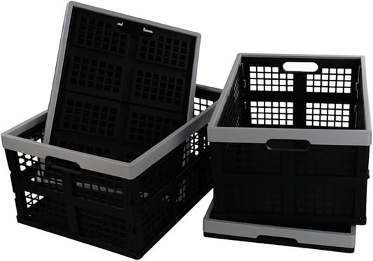 34-Liter Collapsible Storage Crates/Stackable Storage Container Basket, Set of 4