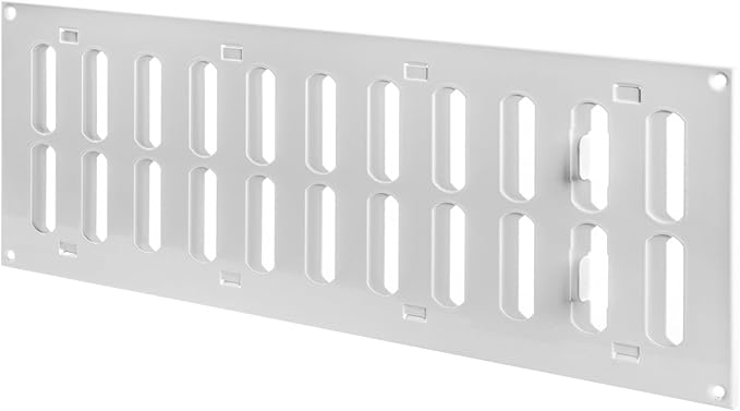 Repa Market 16" x 6" Inch (Outer Dimensions) White Adjustable Air Vent Cover - Galvanized Steel HVAC Air Vent Register - Heating, Cooling Toe Kick Vent Cover - Wall, Ceiling Return, Intake Air Grille