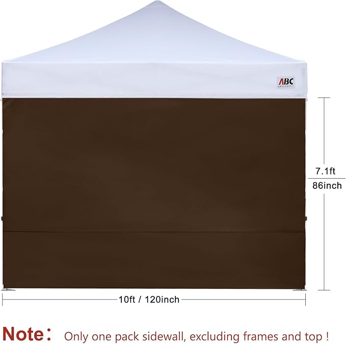 ABCCANOPY Instant Canopy SunWall 10x10 FT, 1 Pack Sidewall Only, No Frame or Top, Brown