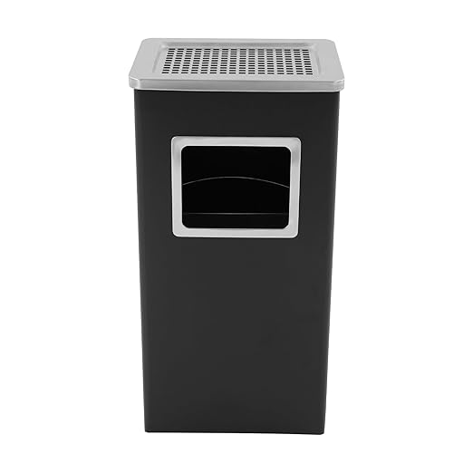 Trash Can with Lid Outdoor Indoor Stainless Steel Commercial Garbage Bin Waste Container with Inside Barrel for Patio Yard Garage, Black