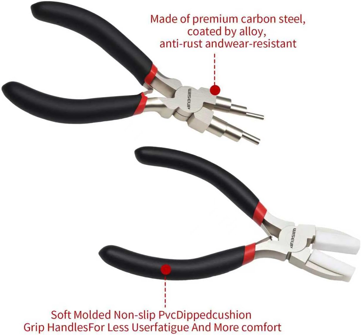 WISEUP Jewelry Pliers Set - 6 in 1 Bail Making Plier, Making Nylon Plier for Jewelry DIY Craft，Repair & Wire Wrapping，jewelry making tools