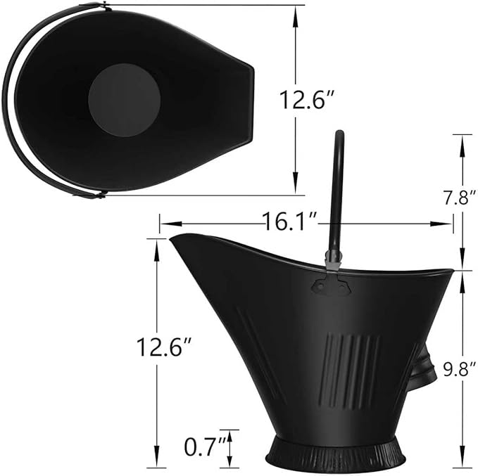 AMAGABELI GARDEN & HOME XXL 5-Gallon Ash Bucket for Fireplace Metal Coal Bucket Wood Stove Charcoal Bucket Hot Ashes Can Pail Fireside for Fire Pit Firewood Burning Indoor Outdoor Grill Hearth Tools