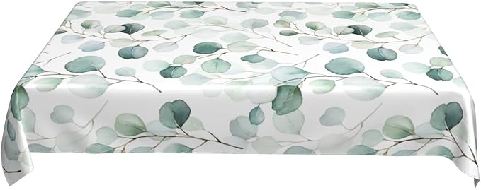 Worltoldb Eucalyptu Tablecloths Polyester Table Cloth for Kitchen Dinning Table Washable Table Cover for Parties Wedding Picnic