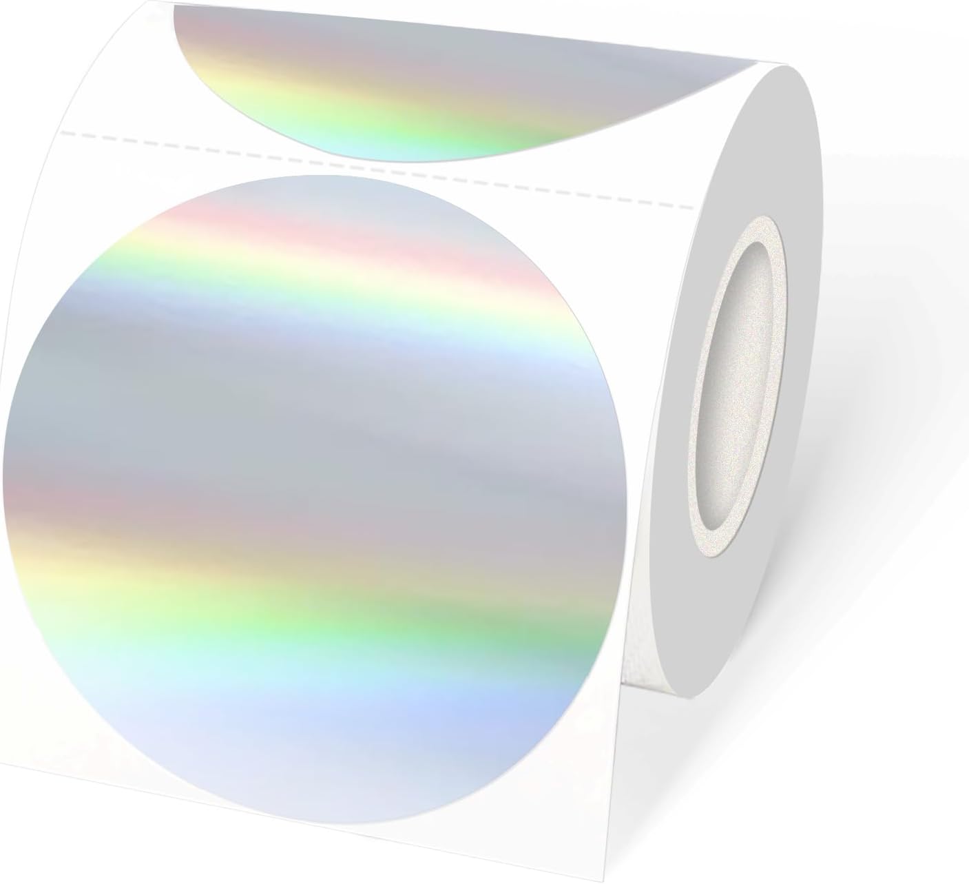 3" Holographic Direct Thermal Label Stickers, Round Printable Rainbow Glitter Thermal Printer Sticker Labels for Gift Wrapping, Self-Adhesive DIY Custom Logo Design- Holographic Silver