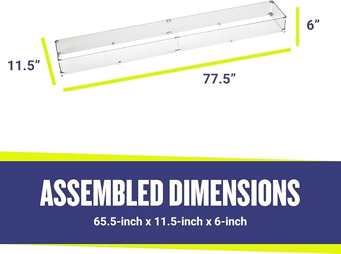 77.5" X 11.5" X 6” Linear Glass Flame Guard