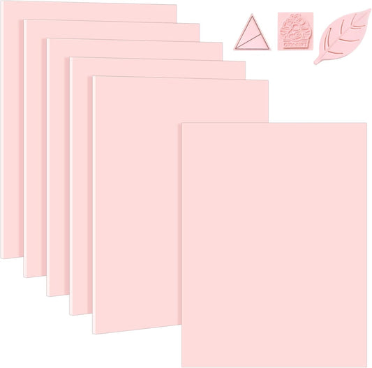 6 Pack 8''x10'' Pink Rubber Stamp Carving Blocks Soft Carving Blocks for DIY Stamp Making, Printmaking, Art Projects Craft Supplies for Beginners & Professionals
