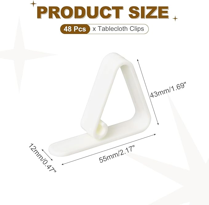 uxcell 48 Pack Plastic Tablecloth Clips, Table Cloth Cover Clamps Windproof Holder Clips 2.17" x 1.69" for Home Party Picnic Wedding Camping Dining Tables, White