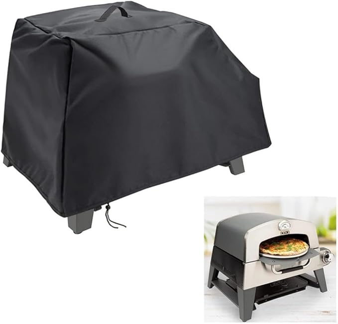 Pizza Oven Cover For 3-in-1 Portable Pizza Oven, Heavy Duty Waterproof Cover With Drawstring, Fits 71X45x54cm, Black