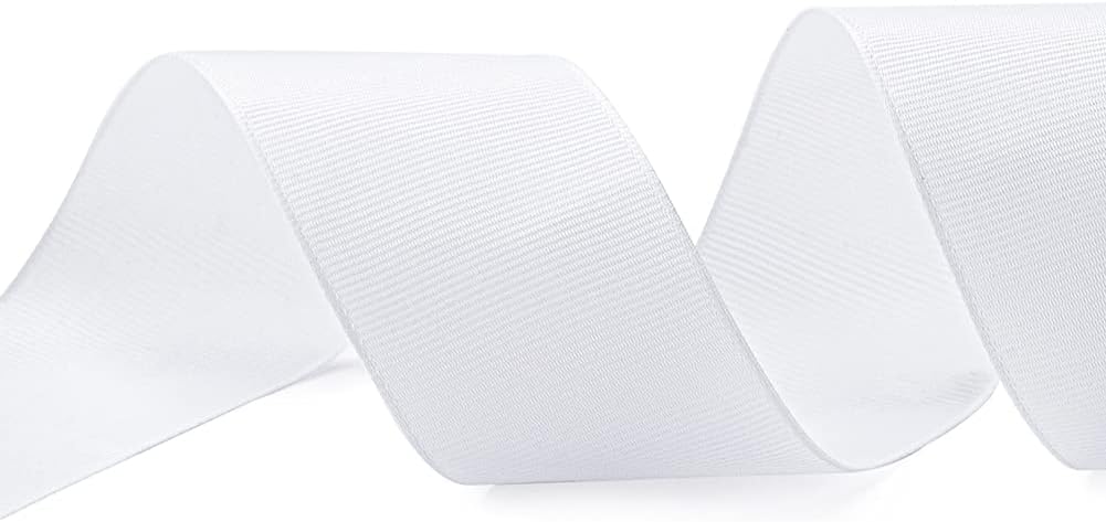 LIUYAXI 1-1/2" X 50 Yards Solid White Grosgrain Ribbon, Perfect for Crafts, Wedding Decor, DIY Hair Accessories, Sewing, Gift Package Wrapping and More