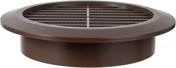 Brown 4" Inch Round Ventilation Grille with Insect mesh. (Duct 4Ø / Grille 5Ø) Ventilation Applications. Indoor and Outdoor Vent Cover. Available 3 Sizes / 4 Colors.