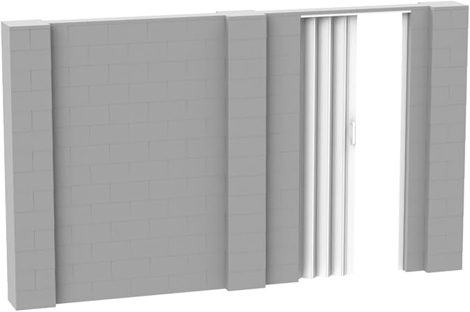 EverBlock 12’ x 7’ Wall Kit with Accordion Door | 3’ x 7’ Doorway | Modular Building Blocks | Wall Display System | Room Divider & Partition | Connect & Reuse | Indoor & Outdoor Use | Light Gray