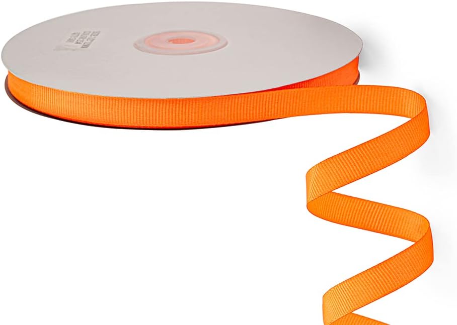 LIUYAXI 3/8" X 50 Yards Solid Orange Grosgrain Ribbon, Perfect for Crafts, Wedding Decor, DIY Hair Accessories, Sewing, Gift Package Wrapping and More