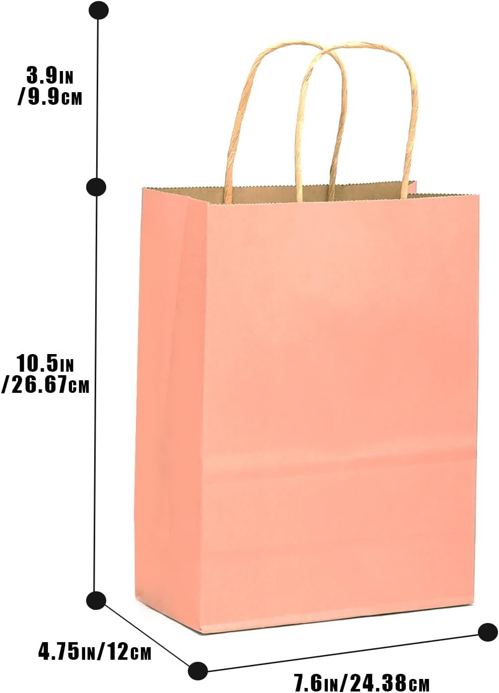 qiqee 32-Packs Bright Pink Paper Gift Bags with Handles Bulk 7.6"x4.75"x10.5" Medium Size Gift Bags Multiple Uses