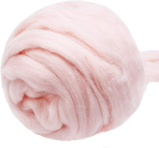 3.53oz Wool Roving Needle Felting Wool Pure Wool, Chunky Yarn, Spinning Wool Roving for Needle Felting Wet Felting DIY Hand Spinning (Meat Pink)