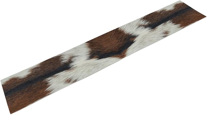 Cow Print Table Runner, Brown Cowhide Print Western Style Table Runner Country Farmhouse Cottage Cow Pattern Linen Table Decoration for Home Kitchen Dining 13x108