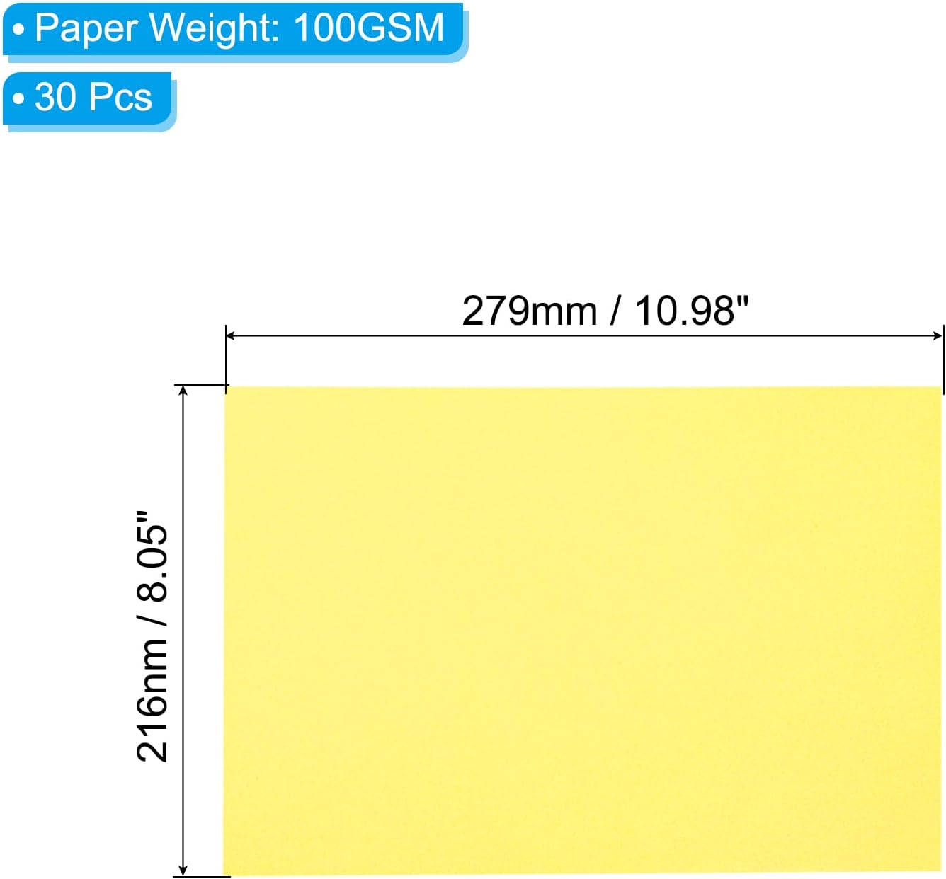 PATIKIL 30 Sheets Vellum Paper 8.5x11inches, Printable Translucent Paper 100GSM Colored for Invitations Laser Inkjet Printing Card Making Crafting Wedding Tracing, Yellow