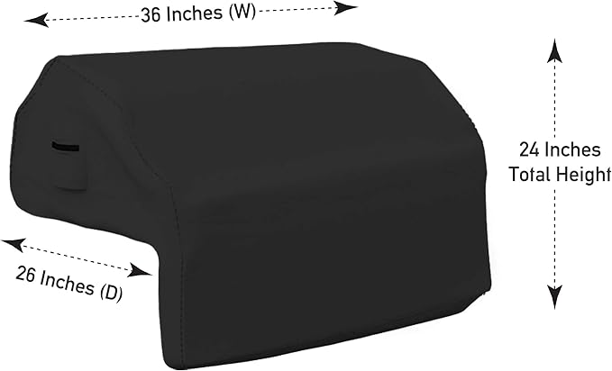 Covers & all Built-in Outdoor Grill Cover, Durable Heavy Duty 18 Oz Waterproof Cover Tuff Material with Air Pocket & Elastic for Snug Fit (36" W x 26" D x 24" H inches, Black)