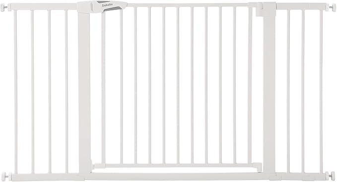 BABELIO 36-57" Extra Wide Baby/Chlid Gate, Auto Close Dog/Pet Barrier with Large Walk Thru Door,Safety for The House, Stairs and Doorways,Pressure Mounted, White