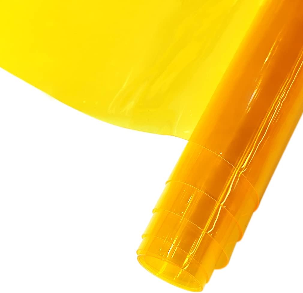 HYANG Light Yellow Transparent PVC Super Clear Holographic Vinyl Faux Leather Sheets 1 Roll 12" x 47" (30cm x 120cm) for DIY Bows Earrings Bags DIY Crafts Making