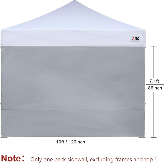 ABCCANOPY Instant Canopy SunWall 10x10 FT, 1 Pack Sidewall Only, No Frame or Top, Gray