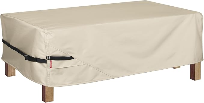 Porch Shield Patio Coffee Table Cover - Waterproof Outdoor Furniture Rectangular Small Table Covers 36 x 22 inch, Beige
