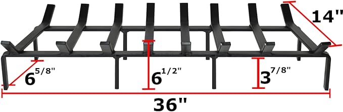 SteelFreak Heavy Duty Steel Fireplace Grate - Made in The USA (36 Inch)