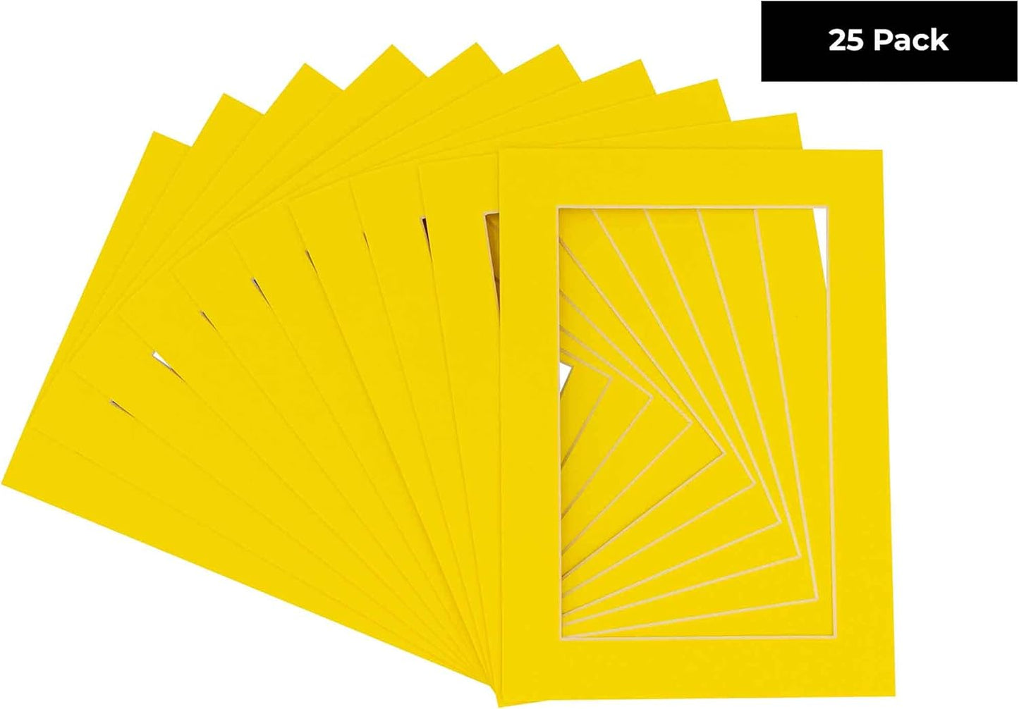 11x14 Mat for 8.5x11 Photo - Precut Yellow Picture Matboard for Frames 11 x 14 Inches - Bevel Cut Matte to Display Art 8.5 x 11 Inches - Acid Free Pack of 25 MATS with Backing Boards & Clear Bags
