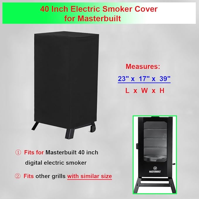 40 Inch Electric Smoker Cover for Masterbuilt, Waterproof Grill Cover for Masterbuilt 40-Inch Digital Vertical BBQ Smoker Outdoor, Black