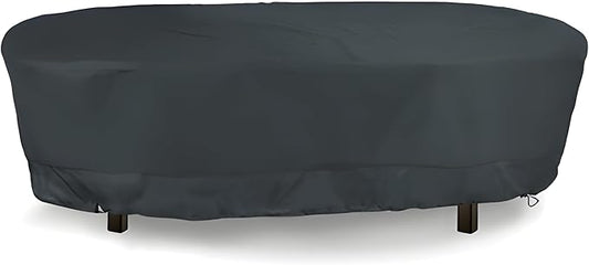 Eevelle Meridian Patio Oval Table Cover with Marine Grade Fabric - Waterproof Outdoor Table Cover - Furniture Set Covers for Dining Table - Easy to Install - (25.5" H x 60" L x 36" W, Charcoal Gray)