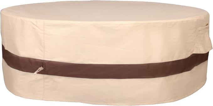 Round Patio Furniture Cover, Heavy Duty and Waterproof for Outdoor Furniture covers, Round outdoor table cover, Patio table cover 96"DIA x 31"H Beige