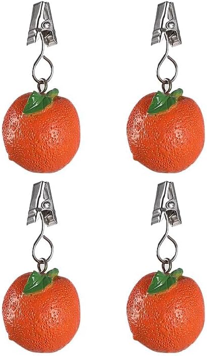 TwoFish Home Set of 4 Orange Fruits Resin Tablecloth Weights Clips Orange Fruits Handicraft Tablecloth Clips Pack of 4