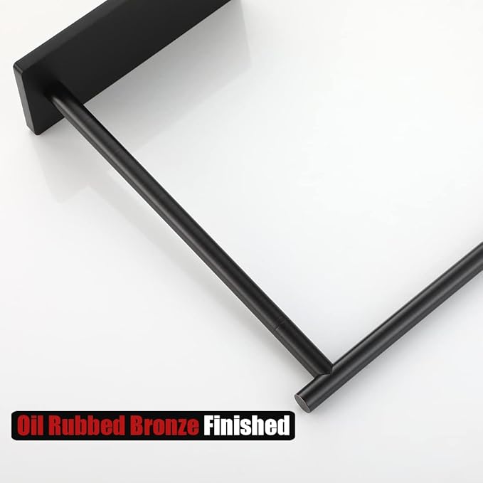 JQK Hand Towel Holder Stand Oil Rubbed Bronze, Modern Tree Rack Free Standing for Countertop with 12 Inch Bar, 304 Stainless Thicken 0.8mm Steel ORB, HTT170-ORB