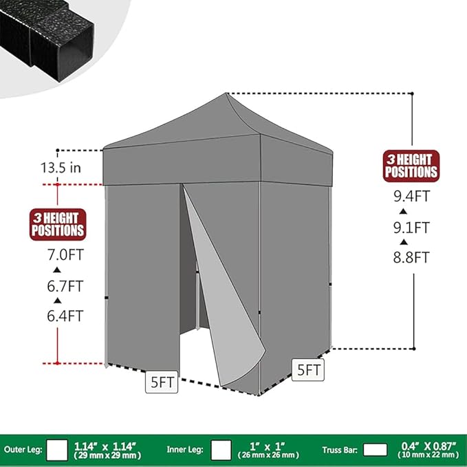 Eurmax USA 5'x5' Pop-up Canopy Portable Photo Booth Tent for Events Wedding Photobooth for Professional Photos Photo Studio Photo Booth System with Roller Bag，Bonus 4 SandBags (Printed Black)
