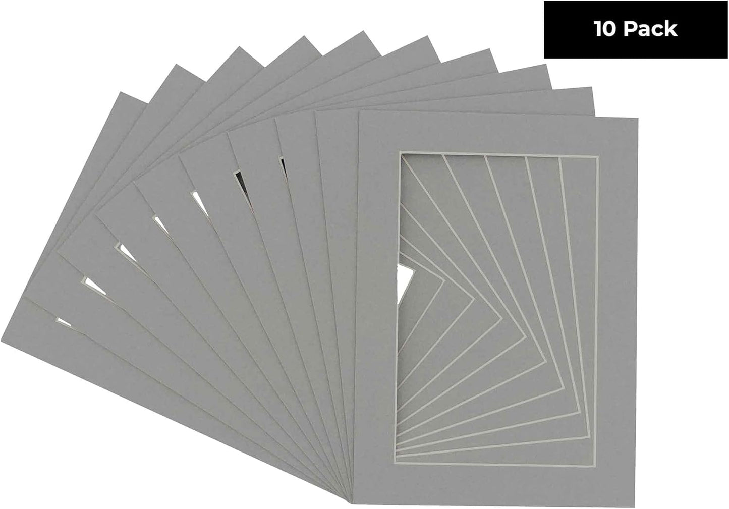 11x14 Mat for 8.5x11 Photo - Precut Mid Grey Picture Matboard for Frames 11 x 14 Inches - Bevel Cut Matte to Display Art 8.5 x 11 Inches - Acid Free Pack of 10 MATS with Backing Boards & Clear Bags
