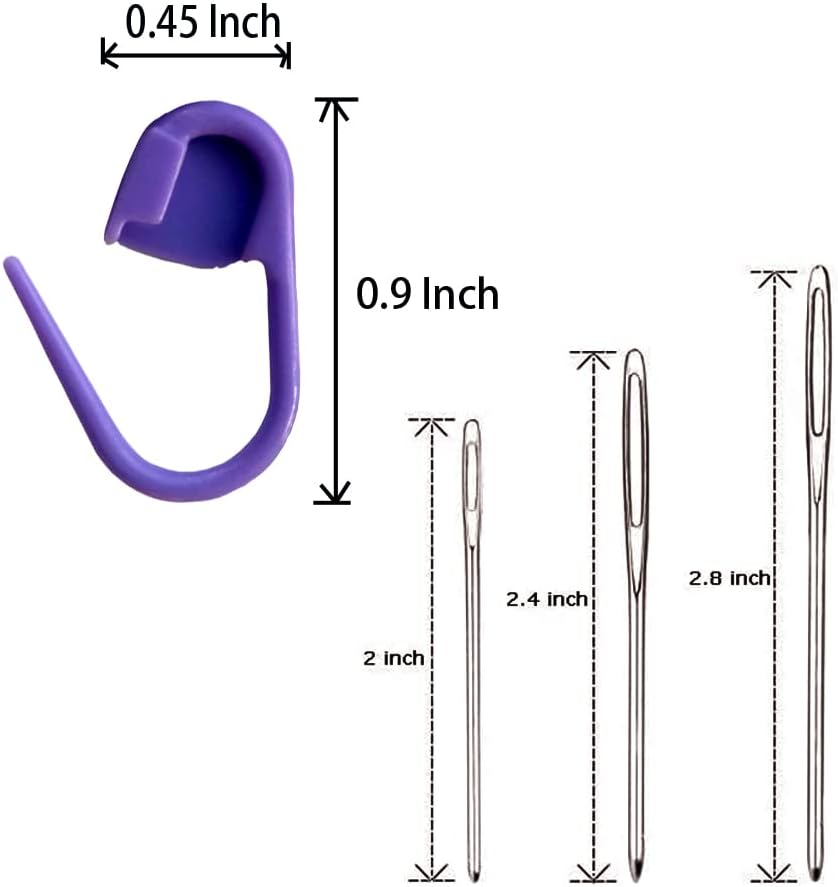 JOSDIOX 150 Pieces Knitting Crochet Locking Stitch Markers and 3 Big Eye Needles Stitch Needle Clip Counter 10 Colors (Color Ship Randomly)