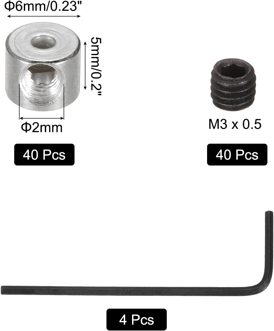 MECCANIXITY 40 Pcs Metal Locking Pin Backs, Locking Pin Keepers Clasp 5mm(H) with 4 Wrench Replacement in Storage Case for Badge, Brooch, Silver Tone