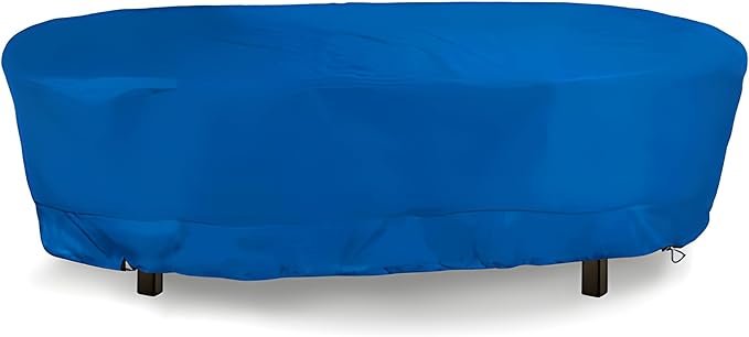 Eevelle Meridian Patio Oval Table Cover with Marine Grade Fabric - Waterproof Outdoor Table Cover - Furniture Set Covers for Dining Table - Easy to Install - (25" H x 72" L x 42" W, Royal Blue)