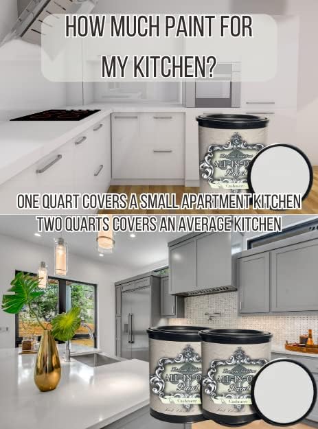 ALL-IN-ONE Paint, Durable cabinet and furniture paint. Built in primer and top coat, no sanding needed. Includes our 30 featured color card - Santorini (slate blue), Gallon