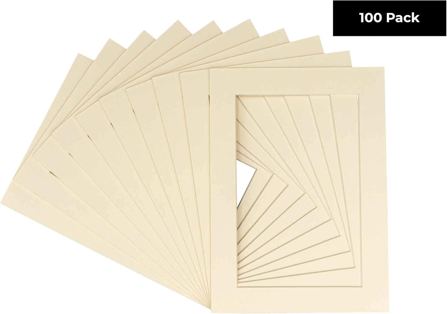 5x7 Mat for 8.5x11 Frame - Precut Mat Board Acid-Free Textured Cream 5x7 Photo Matte For a 8.5x11 Picture Frame, Premium Matboard for Family Photos, Show Kits, Art, Picture Framing, Pack of 100 Mats