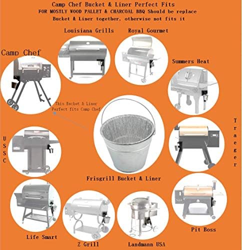 Firsgrill Replacement for Camp Chef, Traeger, Pit Boss drip pan Grease Bucket and 12-Pack Liners foil Tray for Mostly Wood Pellet Grills